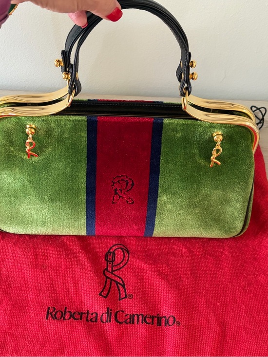 Roberta di Camerino Handbags - Roberta di Camerina Vintage Velvet & Leather Bag